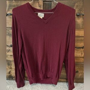 L.L. Bean Men's Burgundy V-Neck Sweater